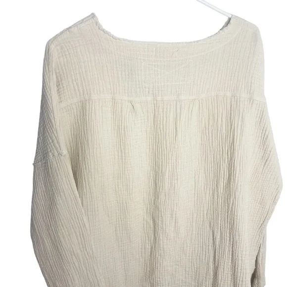 Pink Lily knit waffle knit gauzy shirt tan cream size XL k - Picture 5 of 6